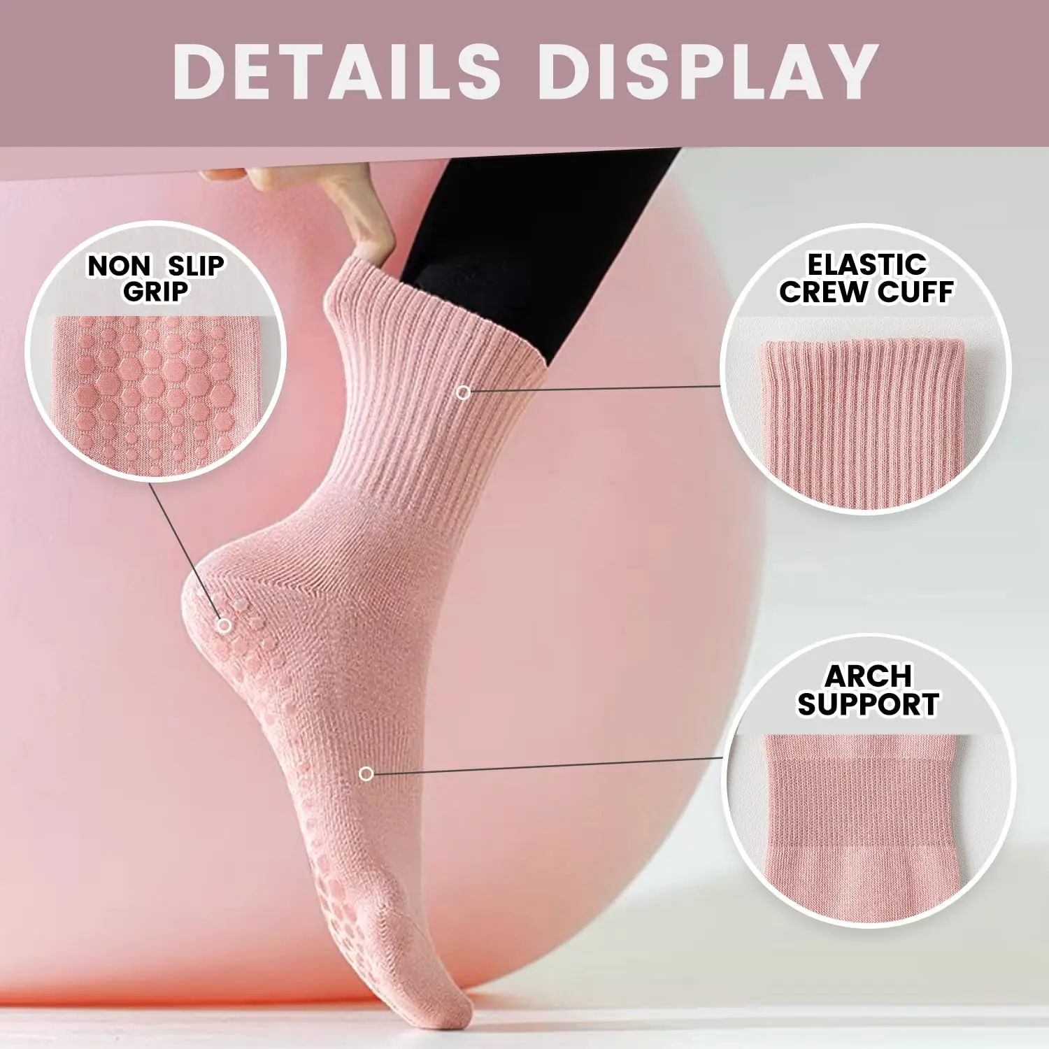 4 pairs of women's yoga socks, - Pilates & Yoga En Talavera Raquel Díaz review and price