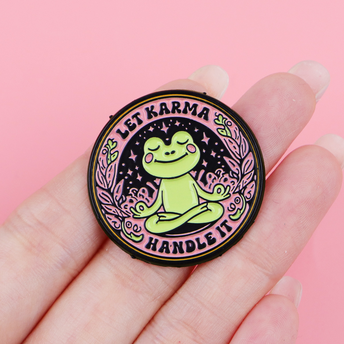 Yoga Frog Enamel Pin LET KARMA - Pilates Yoga Bag review and price